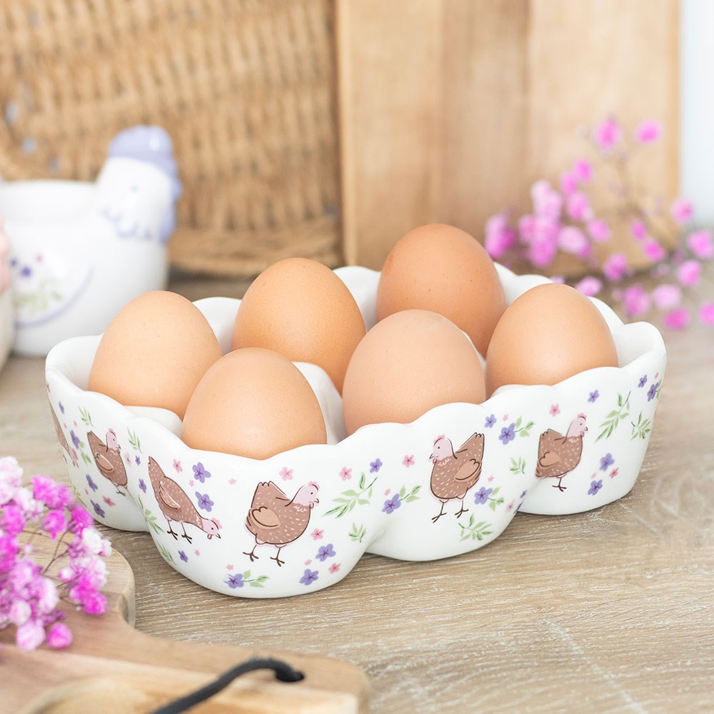 Floral Chicken Print Egg Holder