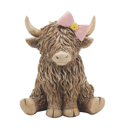 Highland Cow Ornament - Pink Bow