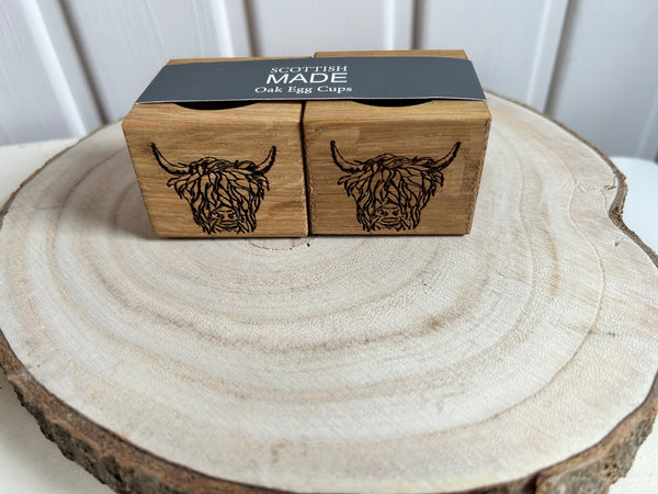 Highland Cow Wooden Egg Cups