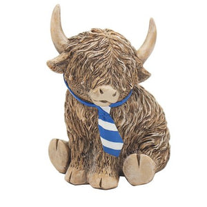 Highland Cow Ornament - Blue Tie