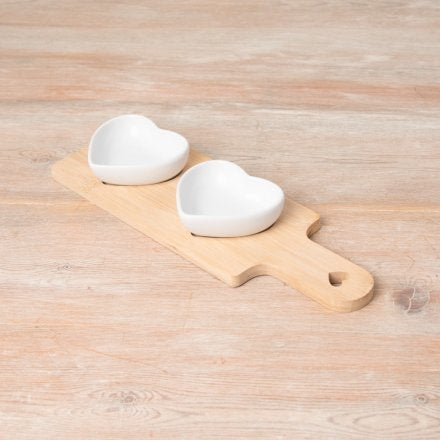 Serving Tray with Two Heart Dishes