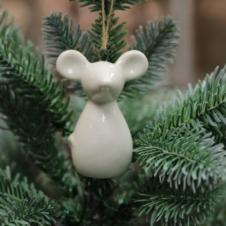 White Ceramic Hanging Mouse